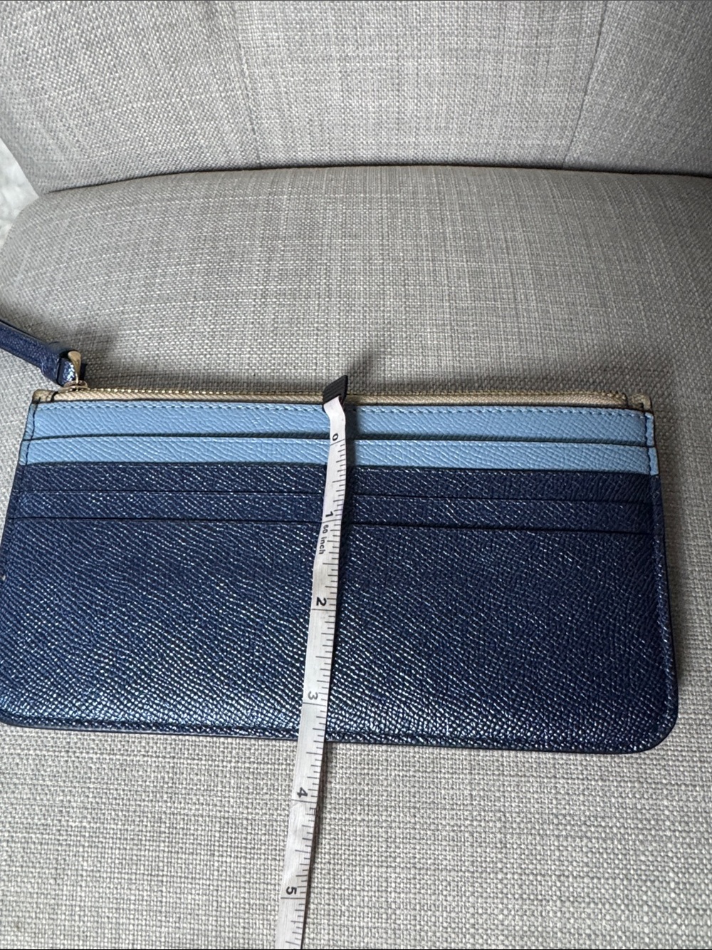 Coach Beige Signature Wristlet with Light Blue Pocket - Picture 7 of 7